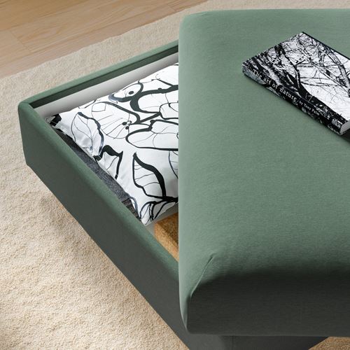 IKEA - VIMLE, pouffe with storage, Knaback grey-green
