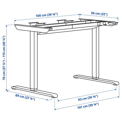 IKEA - TRAVSPORT, height adjustable underframe, beige, 120x70 cm