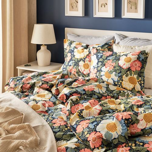 IKEA - ARENBOK, single duvet cover sets, dark blue, 150x200/50x60 cm