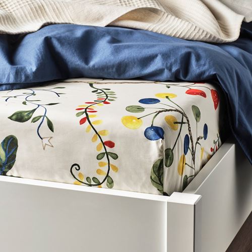 IKEA - KRONBUSKE, fitted sheet, light beige, 80x200 cm