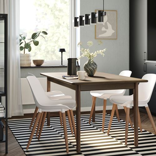 IKEA - SKANSNAS/GRÖNSTA, yemek masası takımı, kahverengi kayın-beyaz, 4 sandalyeli