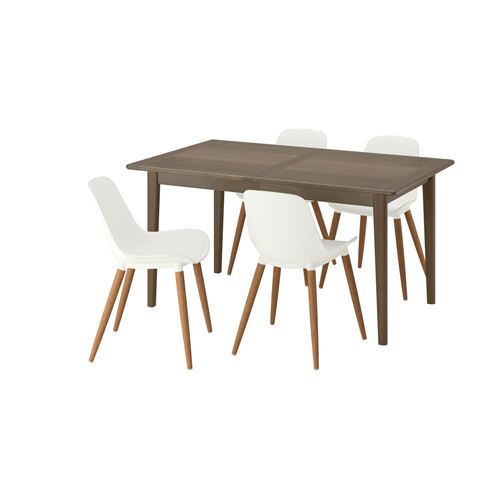 IKEA - SKANSNAS/GRÖNSTA, yemek masası takımı, kahverengi kayın-beyaz, 4 sandalyeli