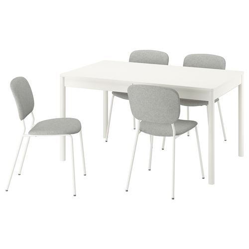 IKEA - TONSTAD/VIHALS, yemek masası takımı, kırık beyaz-Tibbleby bej/gri, 4 sandalyeli