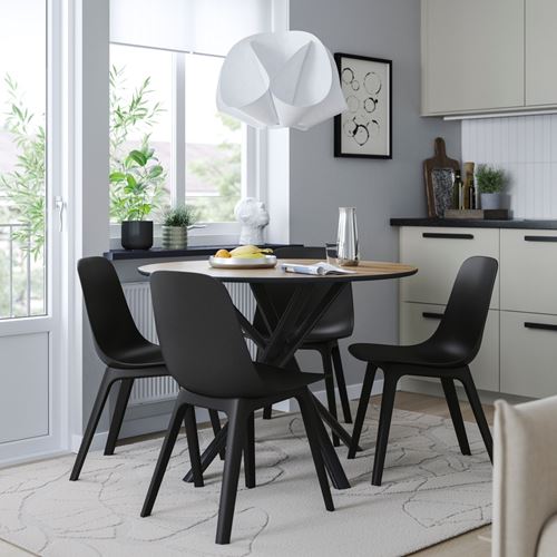 IKEA - NORRMJÖLE/ODGER, dining set, oak effect black-anthracite, 4 chairs