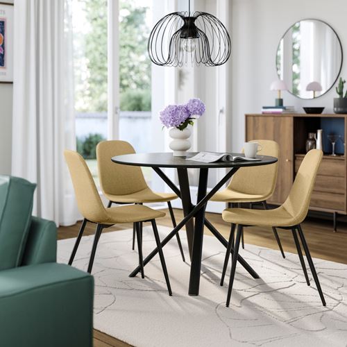 IKEA - NORRMJÖLE, yuvarlak yemek masası, siyah mermer görünüm-siyah, 105 cm