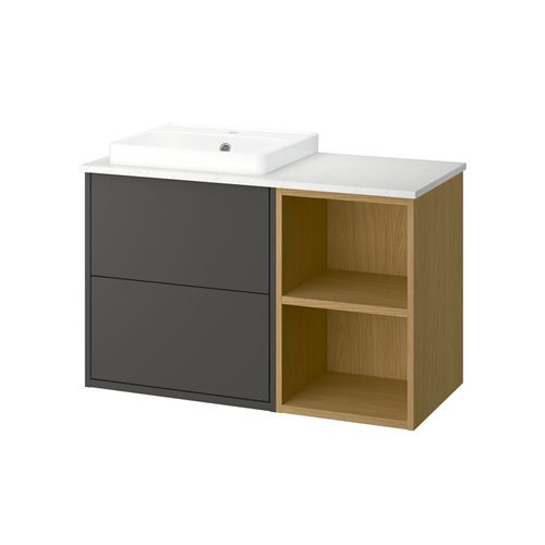 dark grey-oak effect-white marble effect