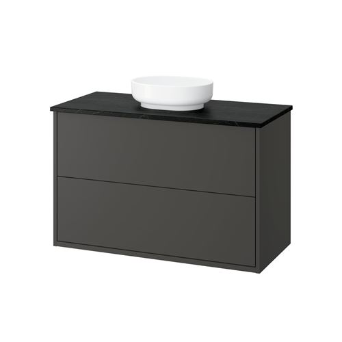 IKEA - HAVBACK/TOLKEN/VINDELALVEN, wash-basin and cabinet, dark grey-black marble effect, 102x49x77 cm