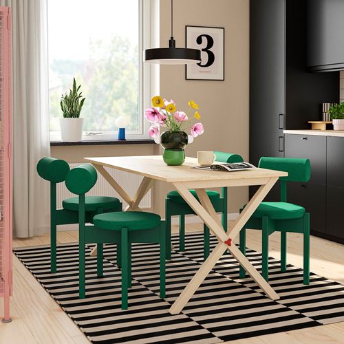 IKEA - IKEA PS 2026, kitchen table set, pine-Knaback bright green, 4 chairs