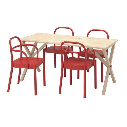 IKEA - IKEA PS 2026/STOCKHOLM 2025, kitchen table set, pine-red, 4 chairs