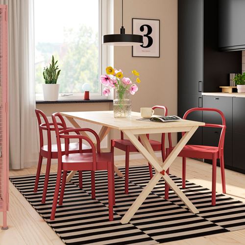 IKEA - IKEA PS 2026/STOCKHOLM 2025, kitchen table set, pine-red, 4 chairs
