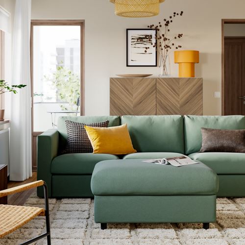 IKEA - VIMLE, pouffe with storage, knaback light beige