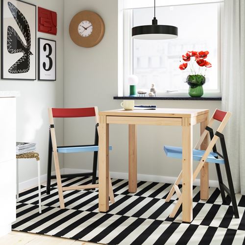 IKEA - IKEA PS 2026, kitchen table set, birch-blue-black red, 2 chairs
