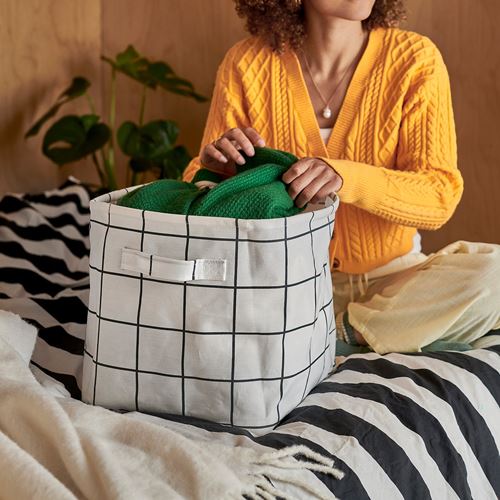 IKEA - SLATTERVALL, sepet, siyah-beyaz, 32x35x32 cm