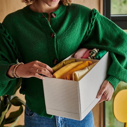 IKEA - STUK, box with compartments, white/black, 17x51x18 cm