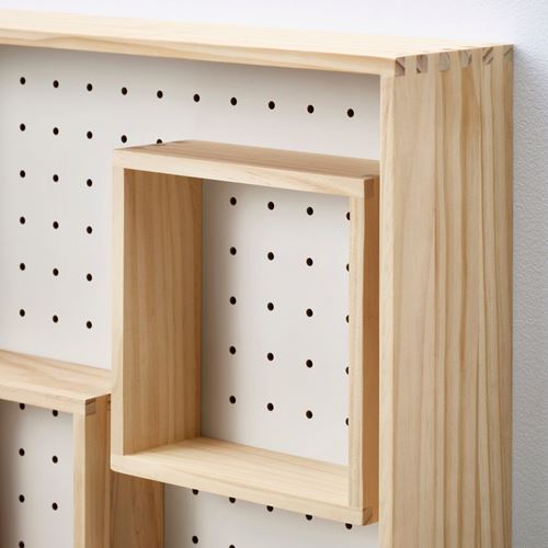 IKEA - SKOGSMOSAIK, display shelf, pine/white, 45x45 cm