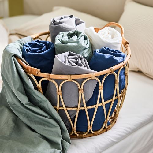 IKEA - DVALA, fitted sheet, grey-green, 120x200 cm
