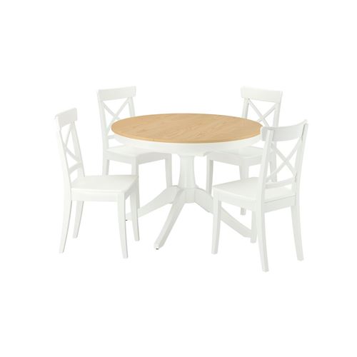 IKEA - ROSENTORP, dining set, Ash veneer white, 4 chairs