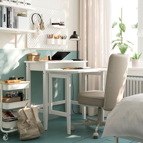 IKEA - GULLABERG, açılır çalışma masası, beyaz, 84x41/91x85 cm