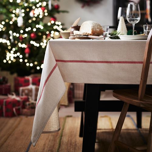 IKEA - VINTERFINT, tablecloth, off white-red, 145x320 cm