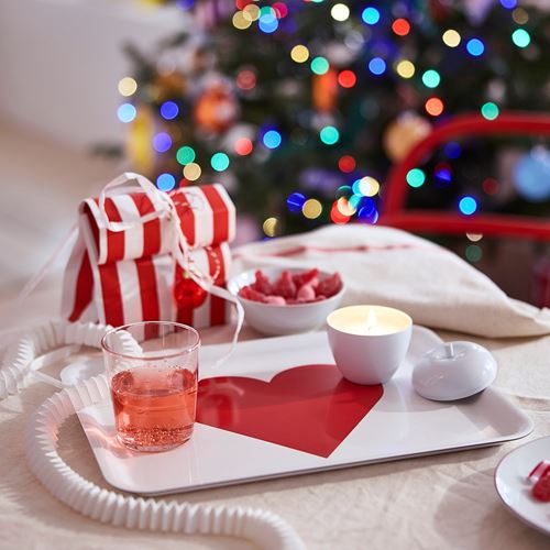 IKEA - VINTERFINT, tray, white/red, 37x28 cm