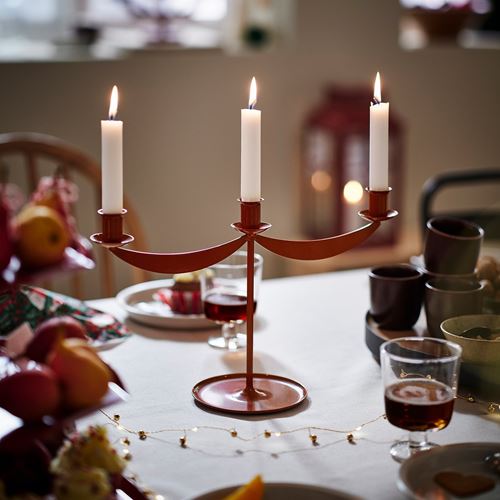 IKEA - VINTERFINT, şamdan, kırmızı, 24 cm