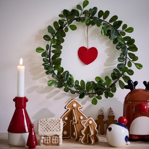 IKEA - VINTERFINT, yapay çelenk, kırmızı, 40 cm