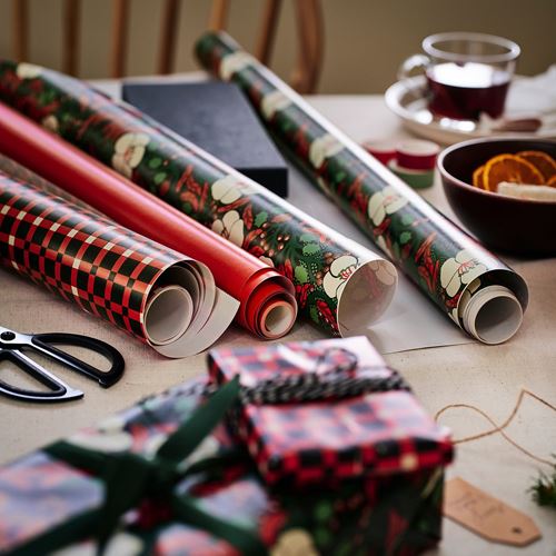 IKEA - VINTERFINT, hediye paketi kağıdı, çok renkli, 3x0.7 m/2.10 m²