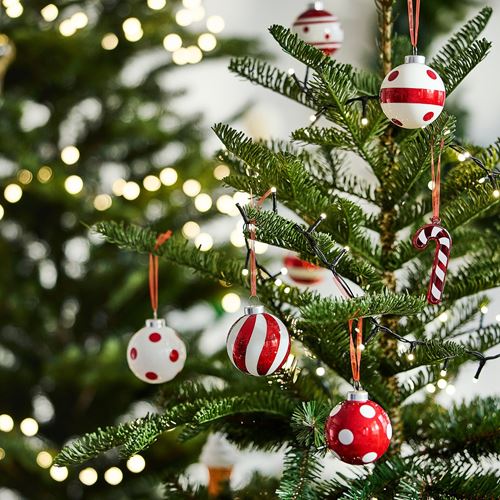 IKEA - VINTERFINT, tree ornament, red/white, 6 cm