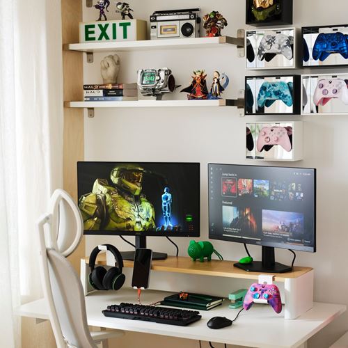 IKEA - YXSTABY, monitör standı, beyaz, 98x27x16 cm