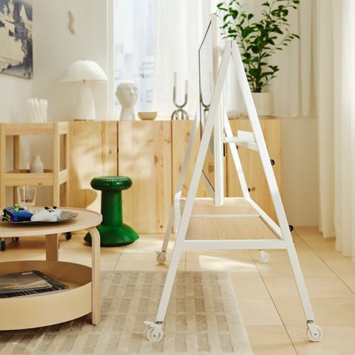 IKEA - YXSTABY, tekerlekli tv standı, beyaz