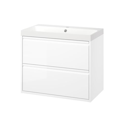 IKEA - ANGSJÖN/BACKSJÖN, wash-basin and cabinet, high gloss white, 80x48x69 cm