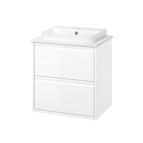 high-gloss white/white marble effect