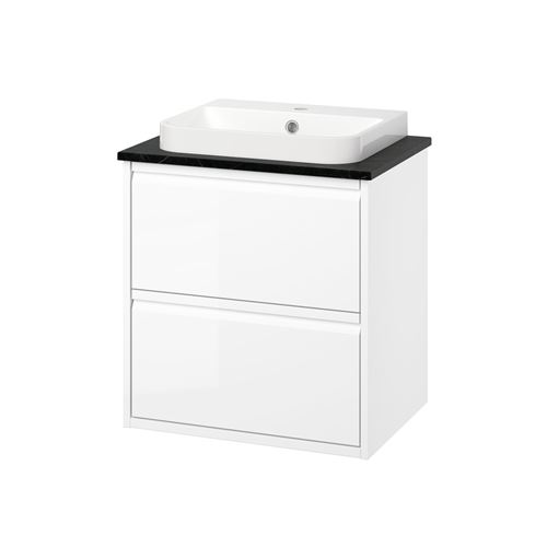 glossy varnish white-black marble look