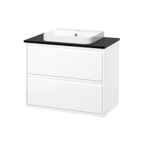glossy varnish white-black marble look