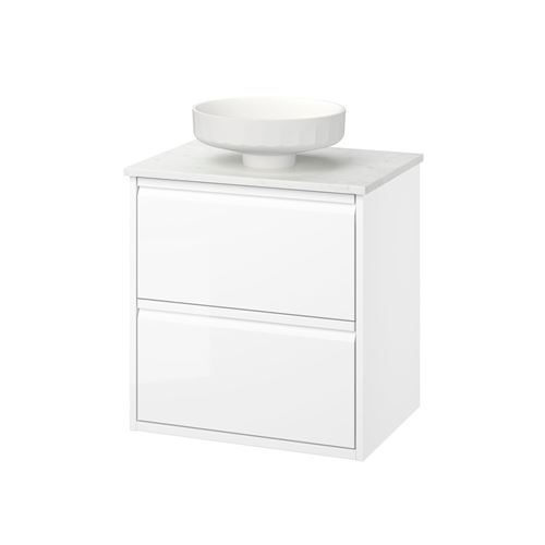 high-gloss white/white marble effect