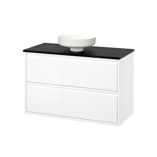 glossy varnish white-black marble look