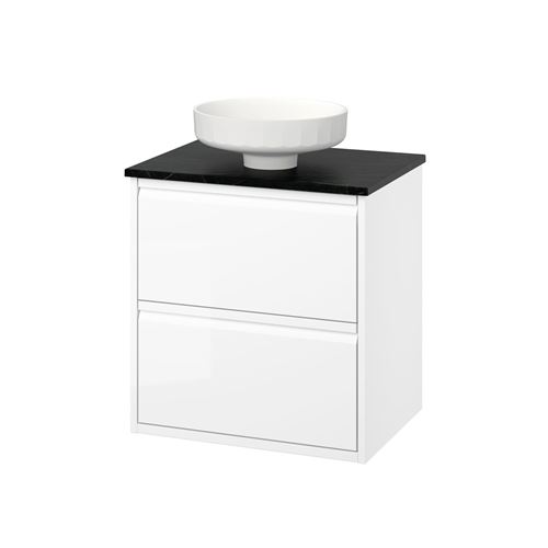 glossy varnish white-black marble look
