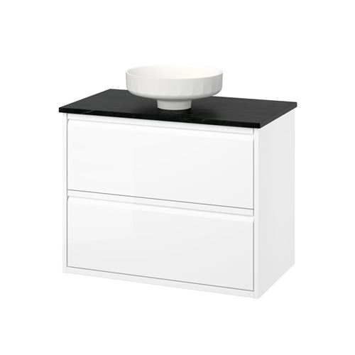glossy varnish white-black marble look