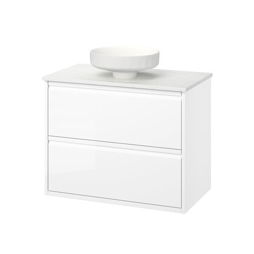high-gloss white/white marble effect