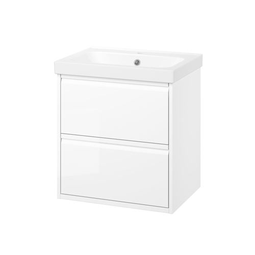 IKEA - ANGSJÖN/ORRSJÖN, wash-basin and cabinet, high gloss white, 62x49x69 cm