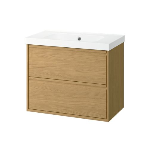 IKEA - ANGSJÖN/ORRSJÖN, lavabo dolabı kombinasyonu, meşe görünümlü, 82x49x69 cm