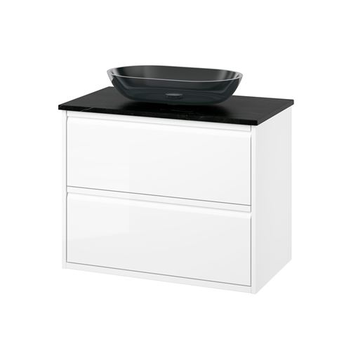 glossy varnish white-black marble look