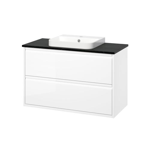 glossy varnish white-black marble look