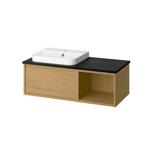 IKEA - ANGSJÖN/BACKSJÖN, lavabo dolabı kombinasyonu, meşe görünümlü-siyah mermer görünüm, 102x49x41 cm