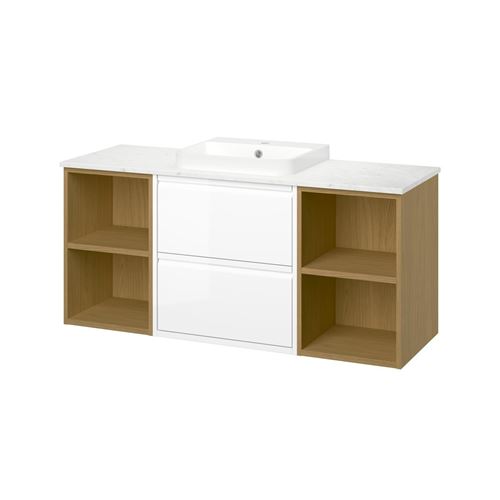 glossy polish white-oak look-white marble look