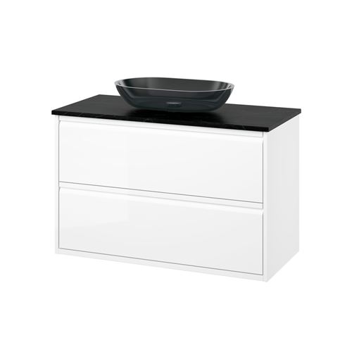 glossy varnish white-black marble look