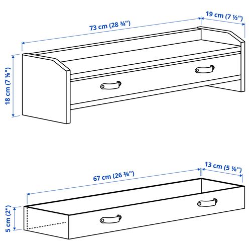 IKEA - BRYTNING, add-on unit for desk, white, 73x19x18 cm