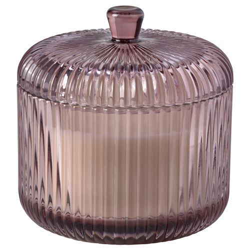 IKEA - SNÖSISKA, scented candle in glass with lid, pale pink, 20 hr