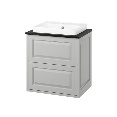 IKEA - TANNFORSEN/TOLKEN/ORRSJÖN, wash-basin and cabinet, light gray-black marble look, 62x49x71 cm