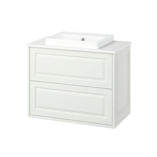 IKEA - TANNFORSEN/TOLKEN/ORRSJÖN, wash-basin and cabinet, white-white marble effect, 82x49x71 cm